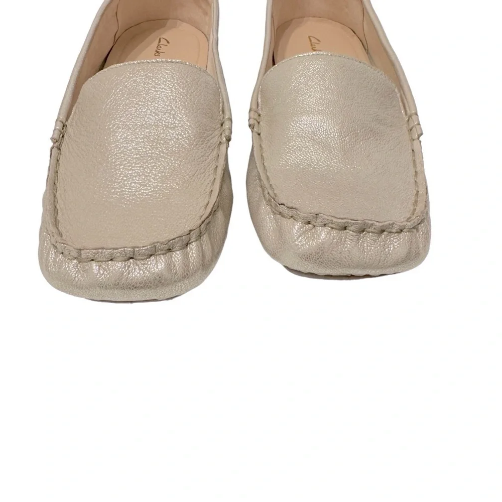 Clarks Women's Freckle Walk Mule, Champagne Leather Flats‎ Sz 9